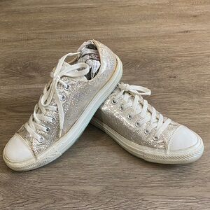 *Converse Chuck Taylor Silver Glitter Sneakers (Women's Size 10)
